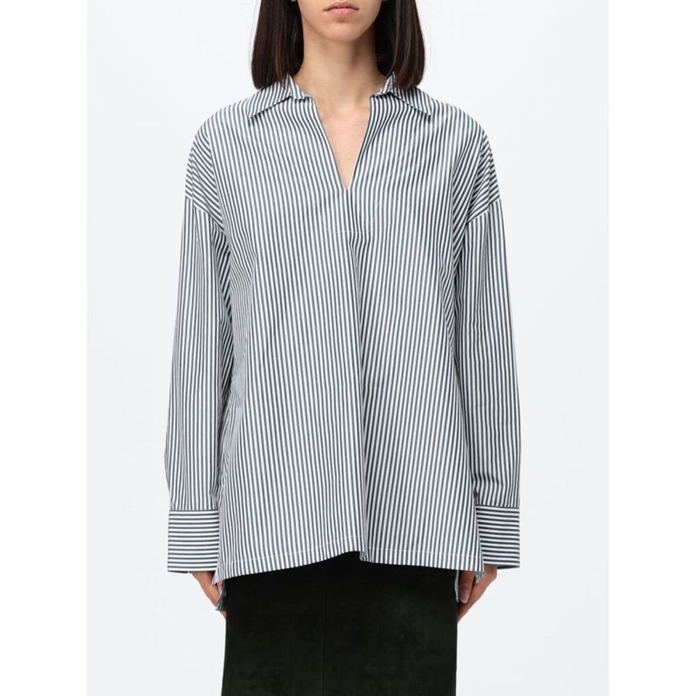 'S Max Mara Women Striped Cotton V-Neck Relaxed Fit Blouse 'S Max Mara